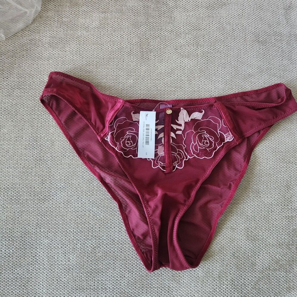 Adore Me Small Red Rosita Floral Panty Brazilian Bottom NWT‎